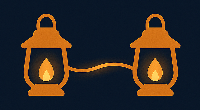 Two Lanterns glowing as they start to connect